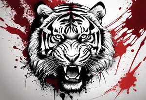 Tiger covered in blood tattoo idea