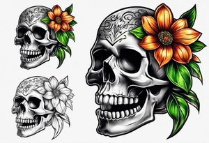 skull flower pot tattoo idea