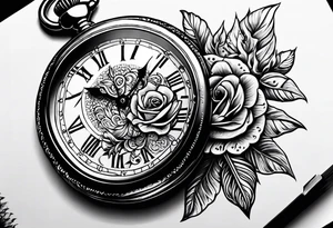 simple 
pocket watch tattoo drawing for men tattoo idea