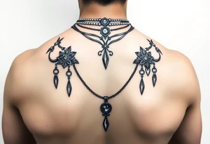 Gothic jewelry draping tattoo idea