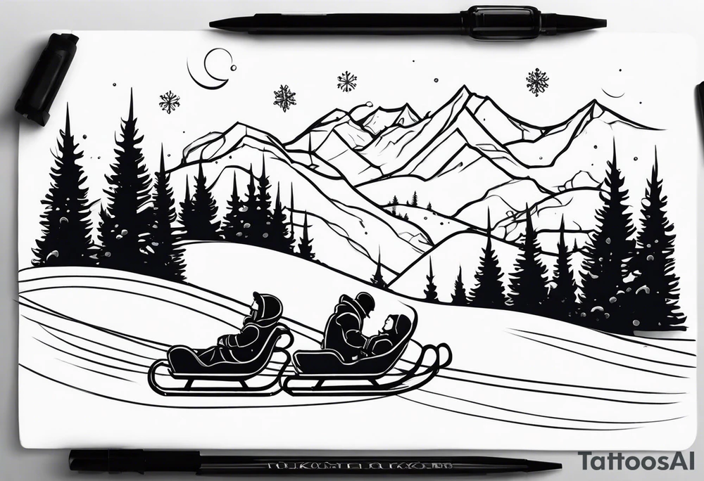 snow sledding tattoo idea