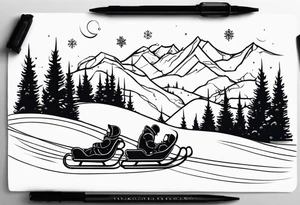 snow sledding tattoo idea