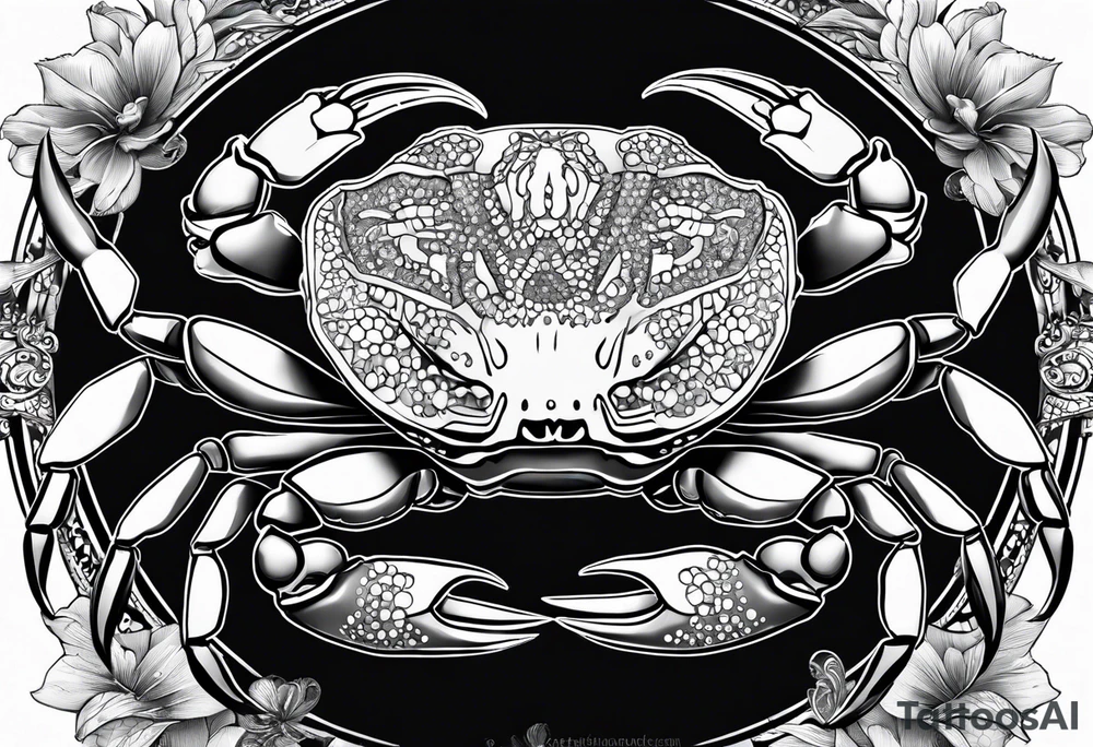 Crabs en blanco en negro con numero 69 tattoo idea