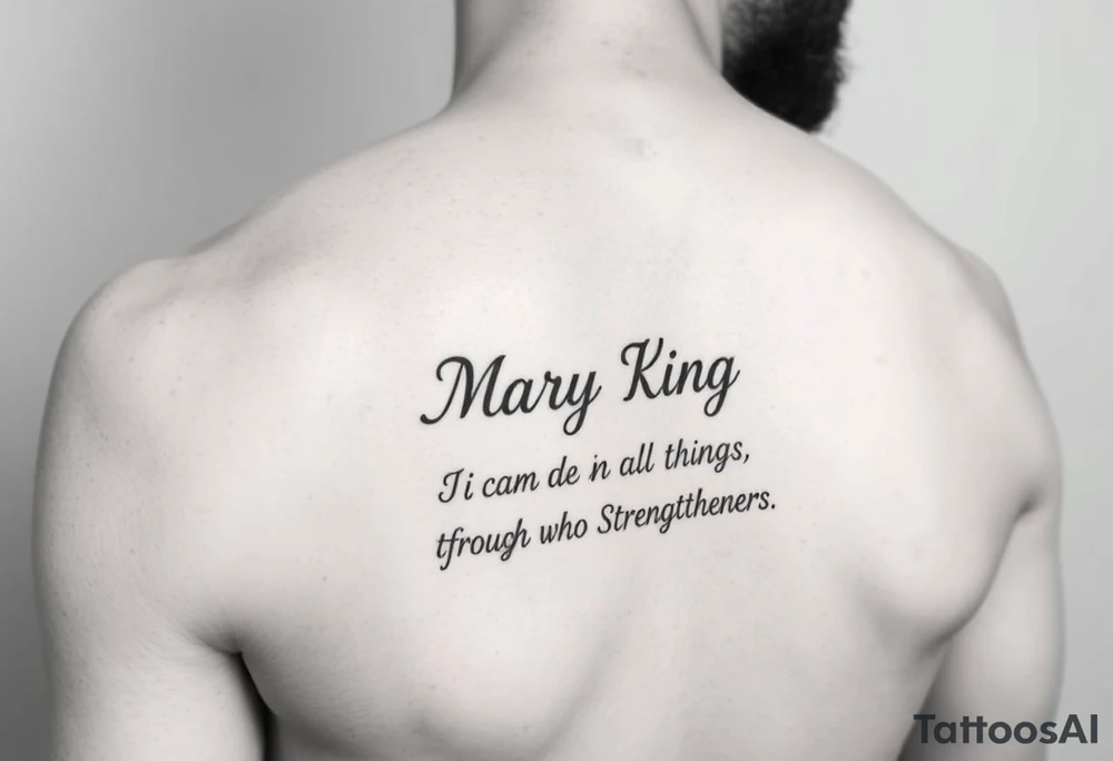 generate a pretty tattoo in my wrist with the name mary king and the bible verse “i can do all things through christ who strengthens me” and the verse tattoo idea