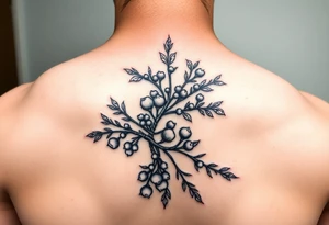 a rowan tree branch with berries and florals tattoo idea