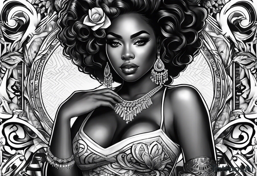 black woman casino tattoo idea
