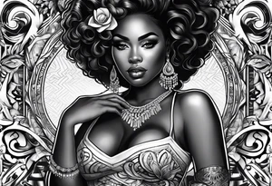black woman casino tattoo idea