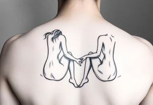 Zwei mädchen sitzen sich gegenüber und berühren sich mit den Fußsohlen tattoo idea