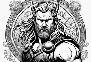 Thor mit Hammer in Aktion als Tattoo auf der Brust tattoo idea