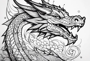 Geometric aquatic dragon cute tattoo idea