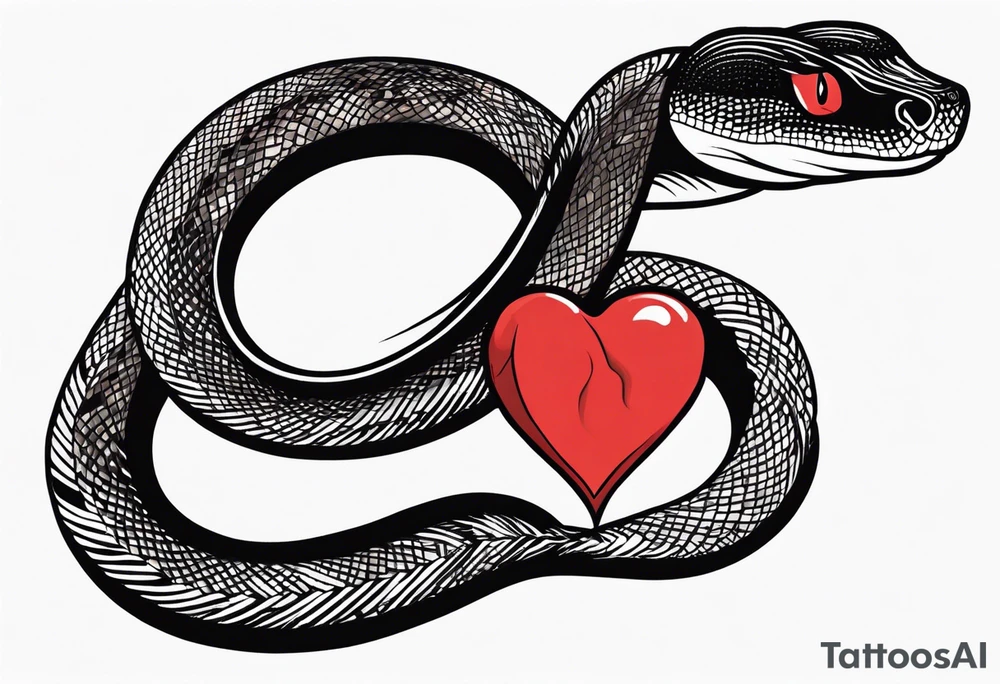 a snake who has swallowed a heart tattoo idea