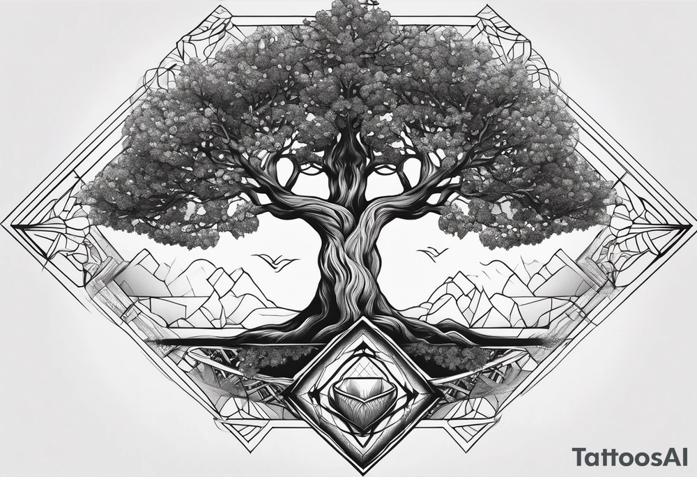 Yggdrasil simple with à losange tattoo idea