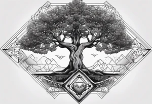 Yggdrasil simple with à losange tattoo idea