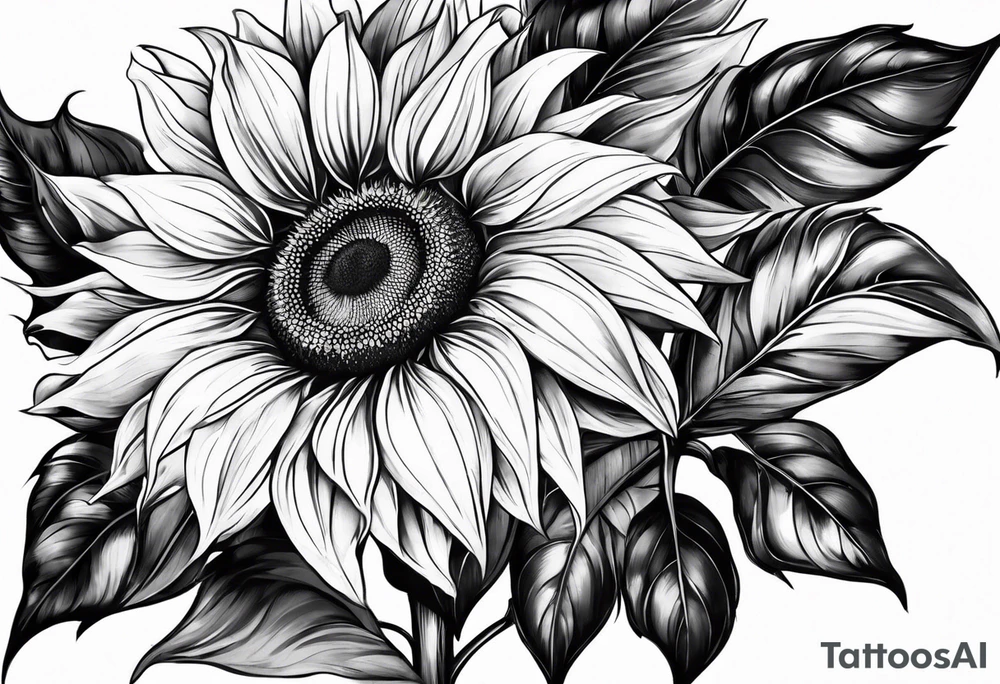 sketch sunflower gentle tattoo idea