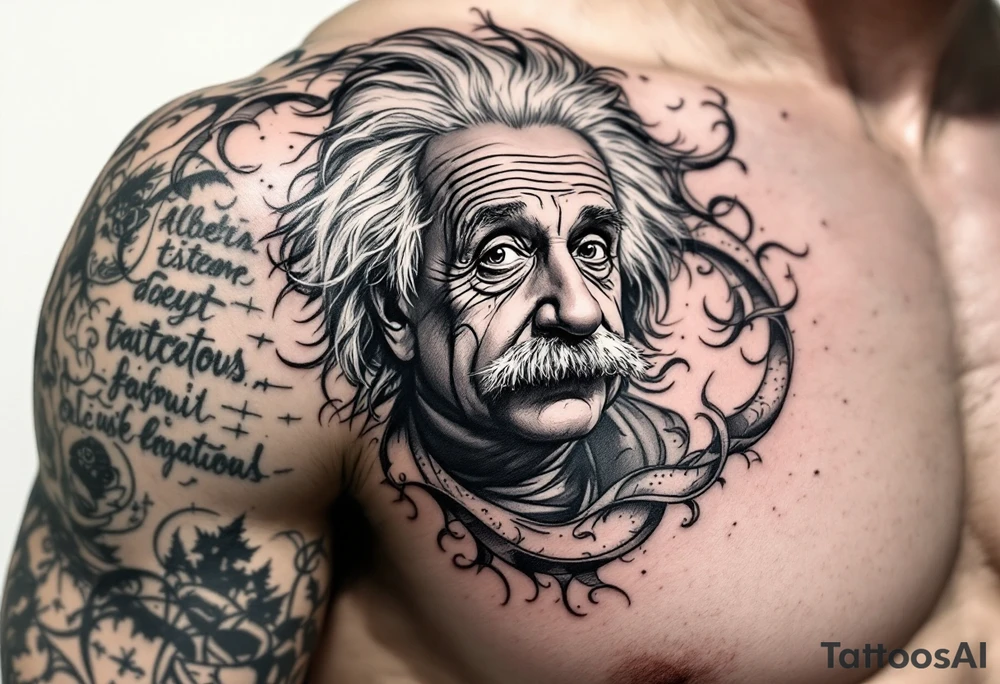 Albert einstein with tattoos all over his body tattoo idea