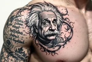 Albert einstein with tattoos all over his body tattoo idea