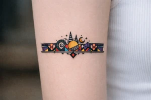 armband, abstract, geometric, full of color, tim burton tattoo idea