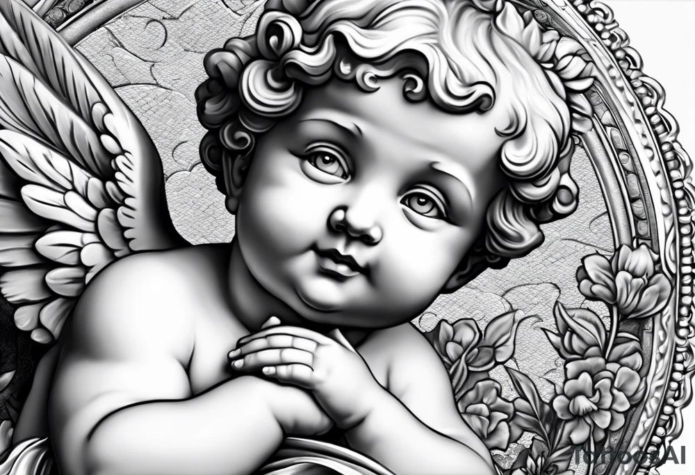 one putti smiling tattoo idea
