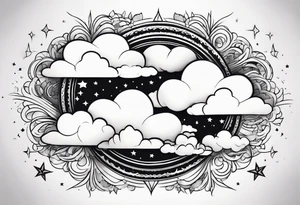 clouds with stars tattoo idea