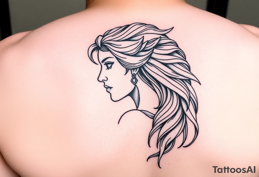 Realistic Valkyrie side profile tattoo idea