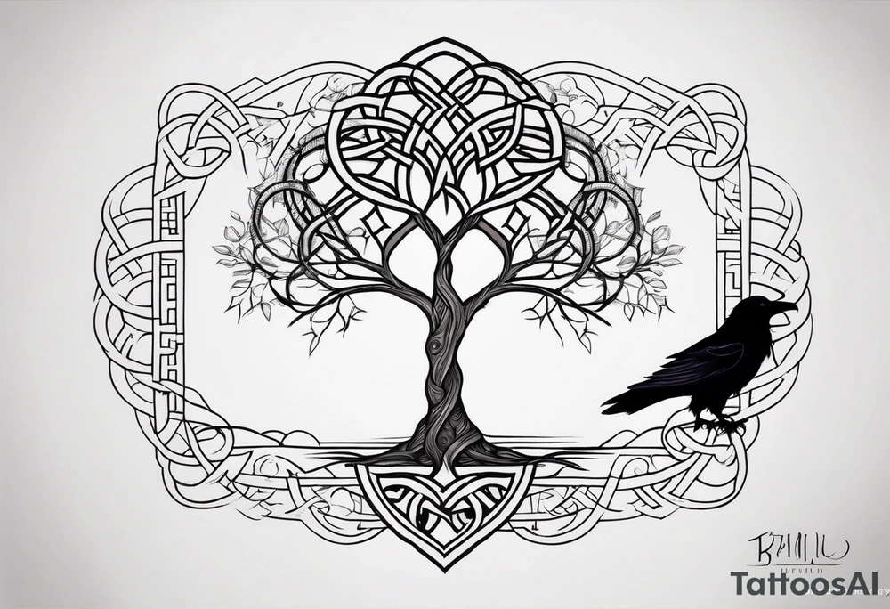 world tree with a raven and knotwork sleeve tattoo tattoo idea world tree with a raven and knotwork sleeve tattoo tattoo idea
