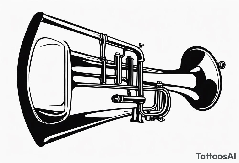 trombone and camera drawn with a single line tattoo idea