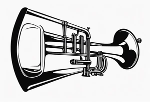 trombone and camera drawn with a single line tattoo idea