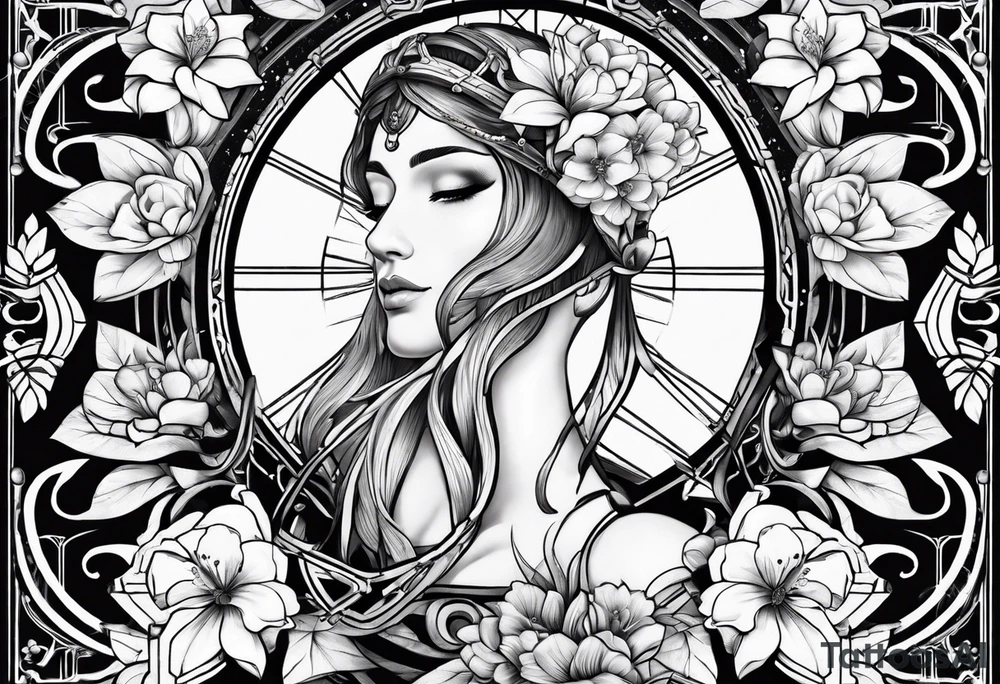 Libra with flowers tattoo idea