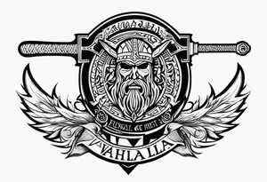 Valhalla sword viking funeral hatchet tattoo idea