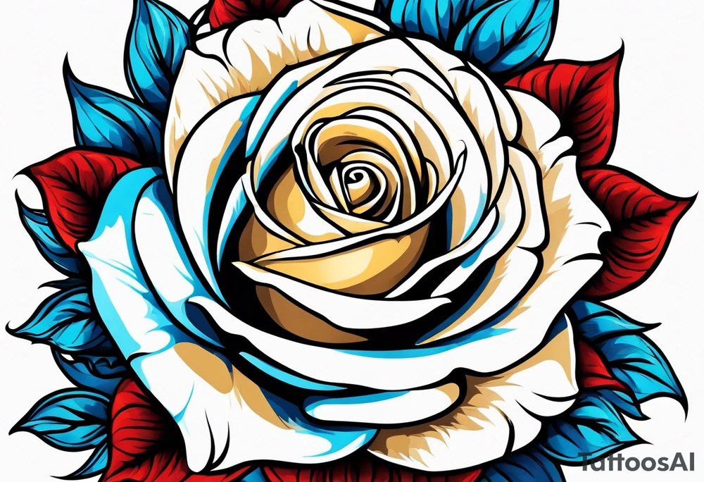 flower rose and blue, sunflower, tattoo idea