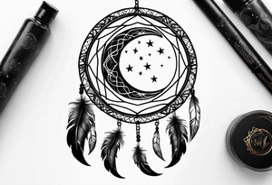Crescent moon dreamcatcher tattoo idea
