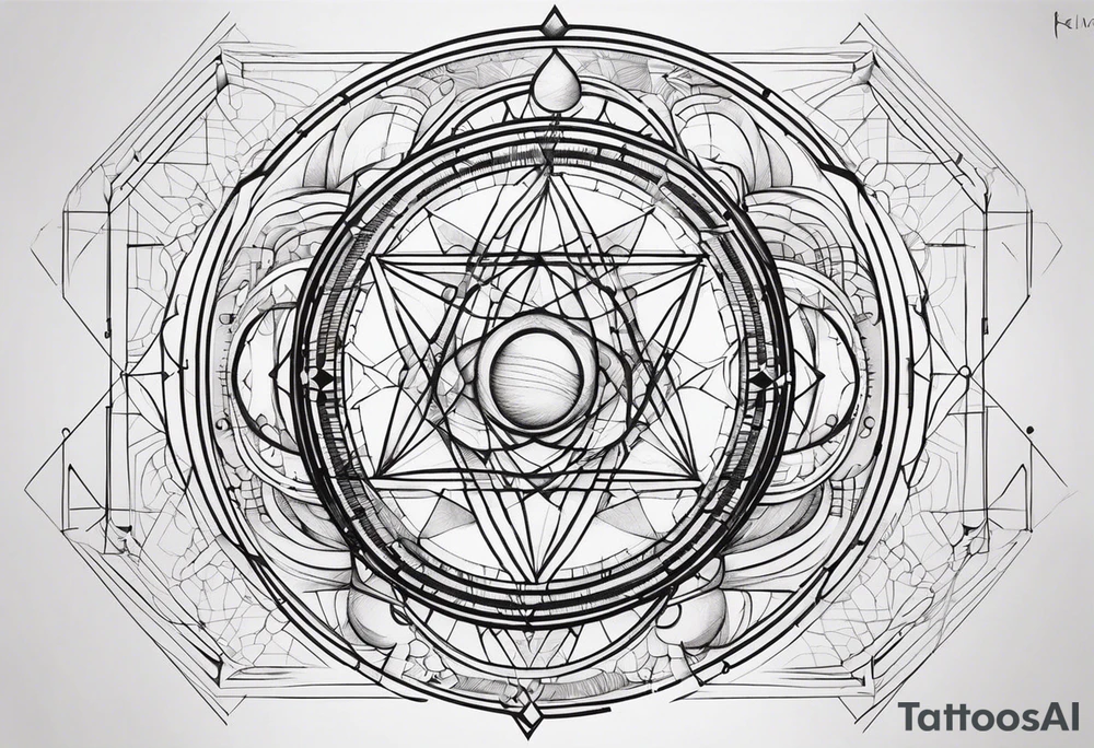 I want a linear geometrical tattoo, comibining line and circle, refering to science, programmation and space tattoo idea