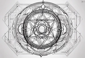 I want a linear geometrical tattoo, comibining line and circle, refering to science, programmation and space tattoo idea