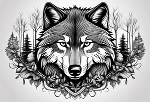 Wolf and raccoon 
Background Woods tattoo idea
