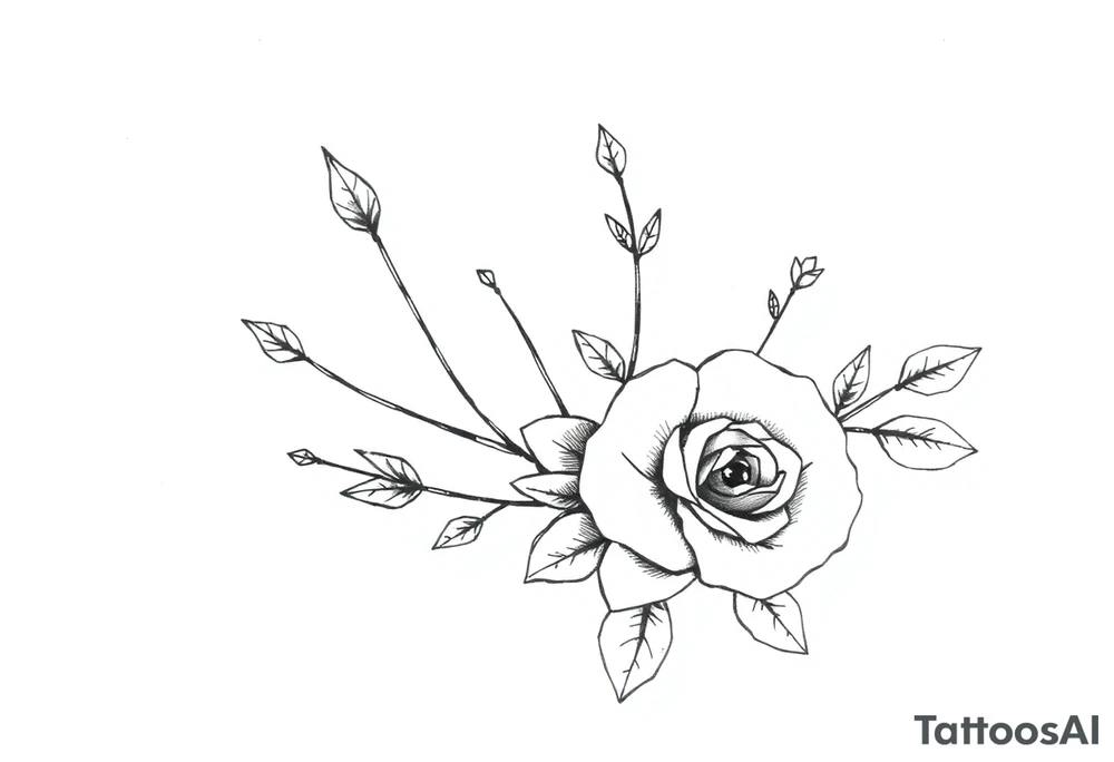 Tatuagem com traços finos com adagas e rosas tattoo idea