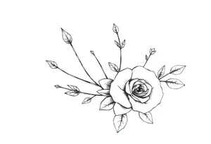 Tatuagem com traços finos com adagas e rosas tattoo idea