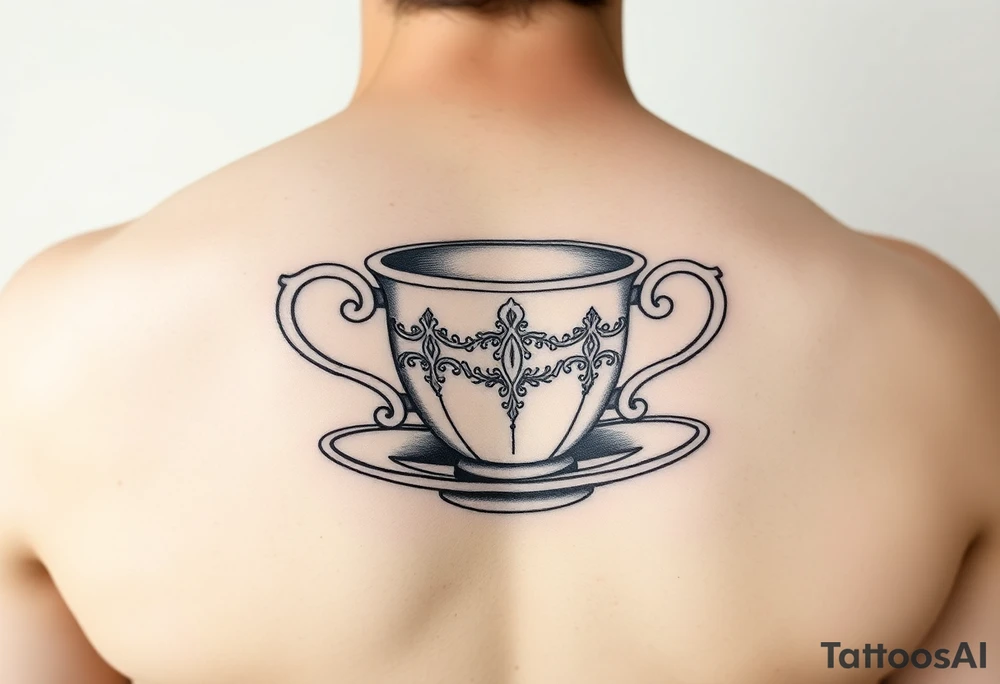 Antique tea cup tattoo idea