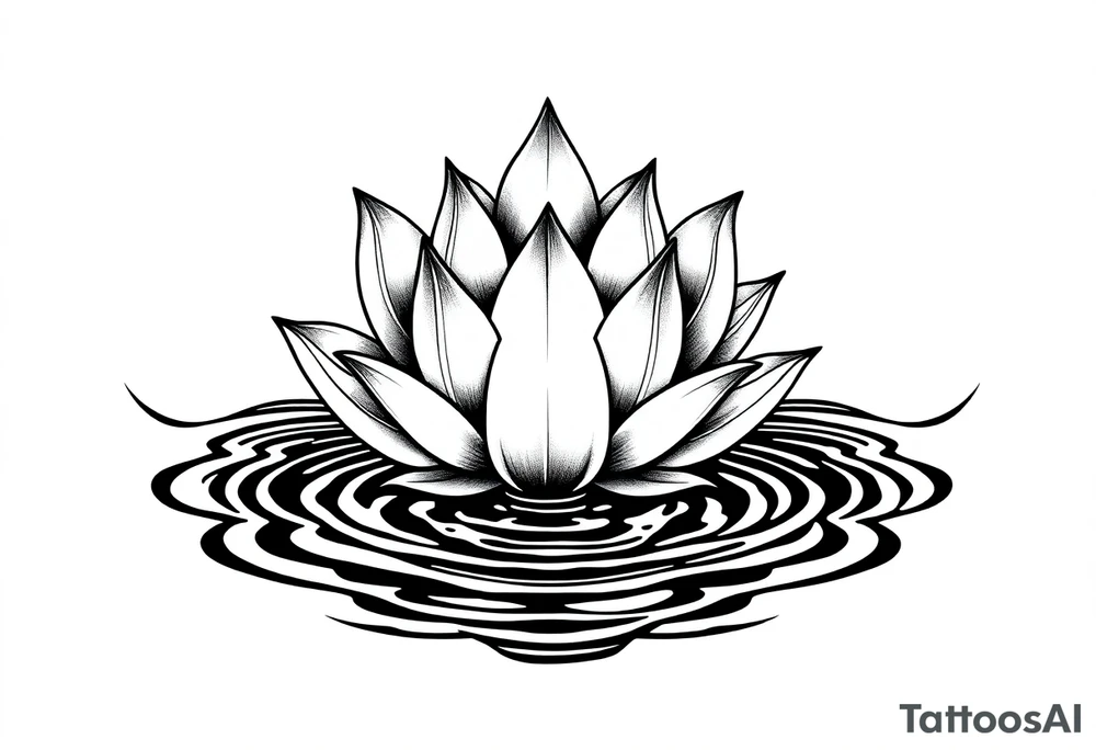 serene lotus flower emerging from sacred waters with ripples tattoo idea