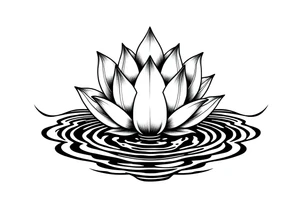 serene lotus flower emerging from sacred waters with ripples tattoo idea
