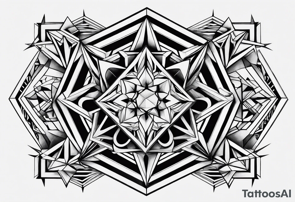 6 sided 3D geometry tattoo idea