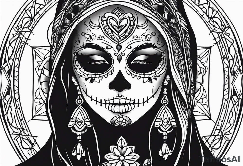 Sugar skull girl praying tattoo idea