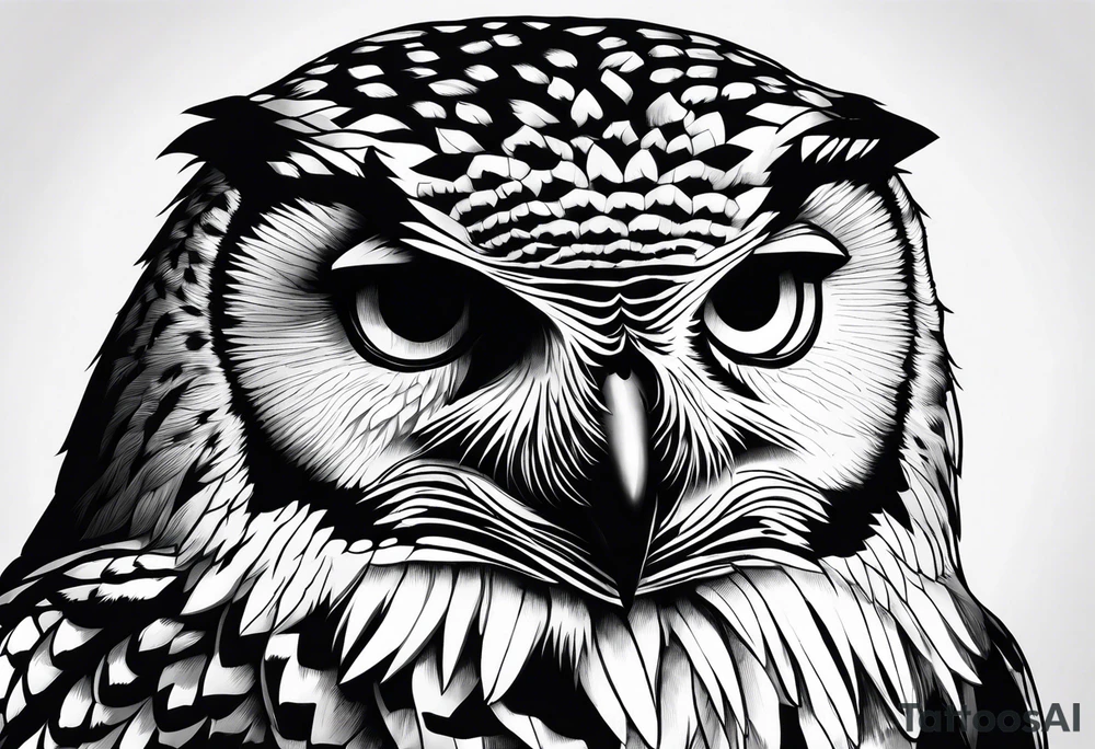 powerful owl, close-up tattoo idea