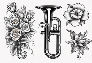 trombone growing flowers tattoo idea