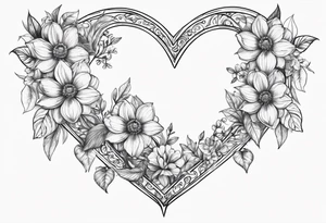 Heart shaped flower frame tattoo idea