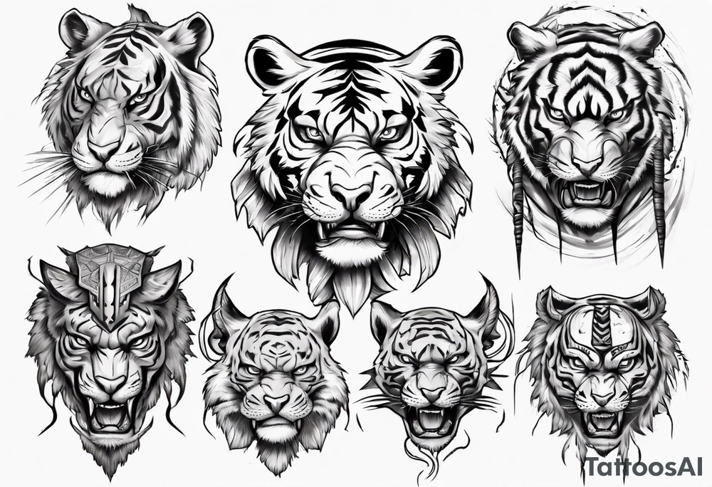African Tiger warrior and lightning tattoo idea