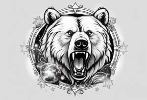 Ripping bear claw cosmic space tattoo idea