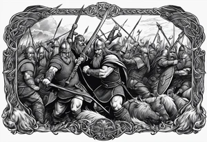 realistic Viking battle scene to go on a back tattoo idea