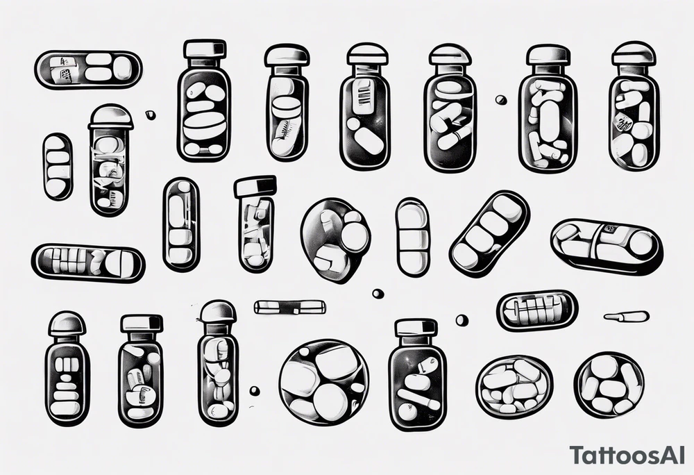 pills addiction tattoo idea