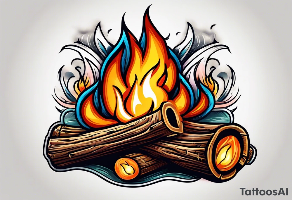 Old school bonfire tattoo idea