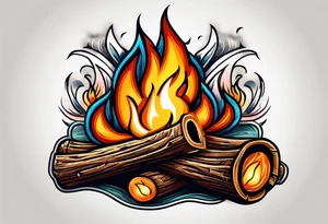 Old school bonfire tattoo idea